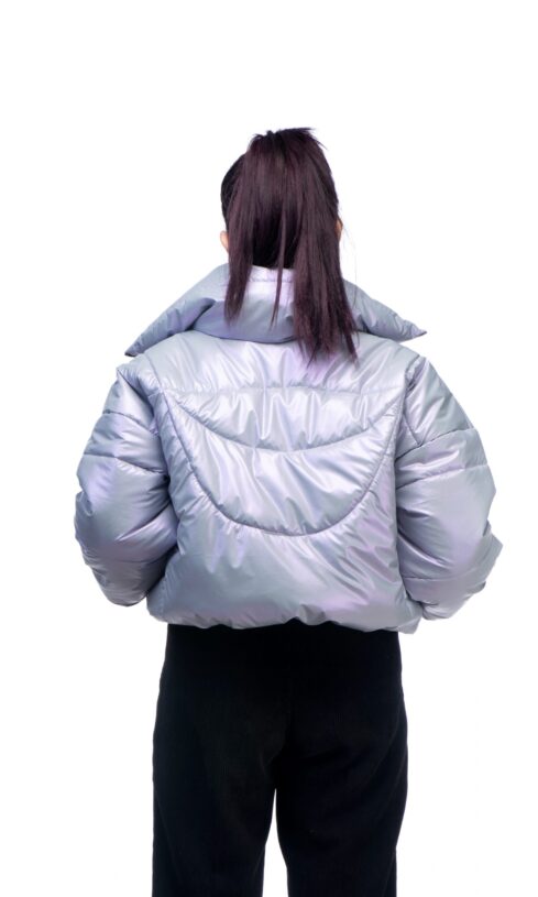 Iridescent Cropped Puffer Jacket - Image 3