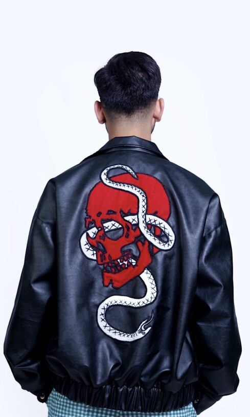 Embroidered Leather Jacket - Image 4